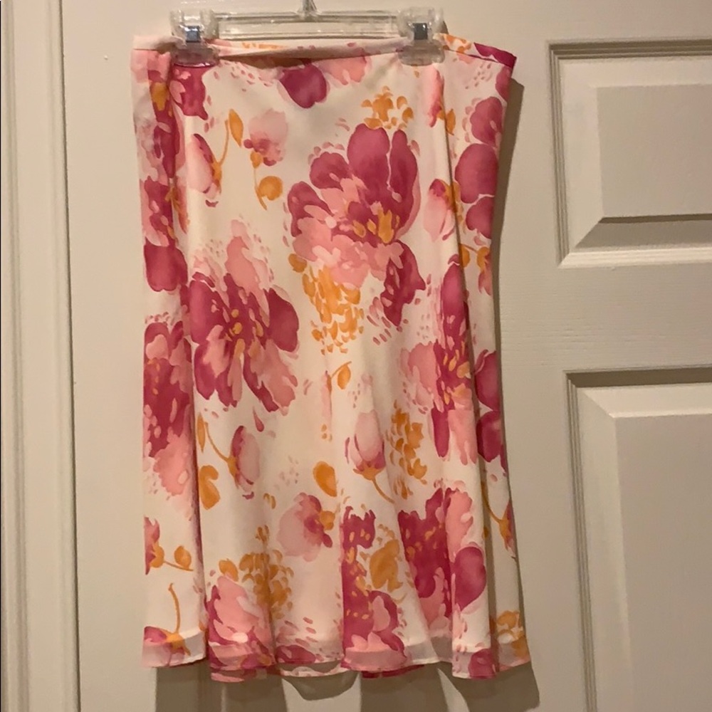Ann Taylor Silk Patterned Midi Skirt